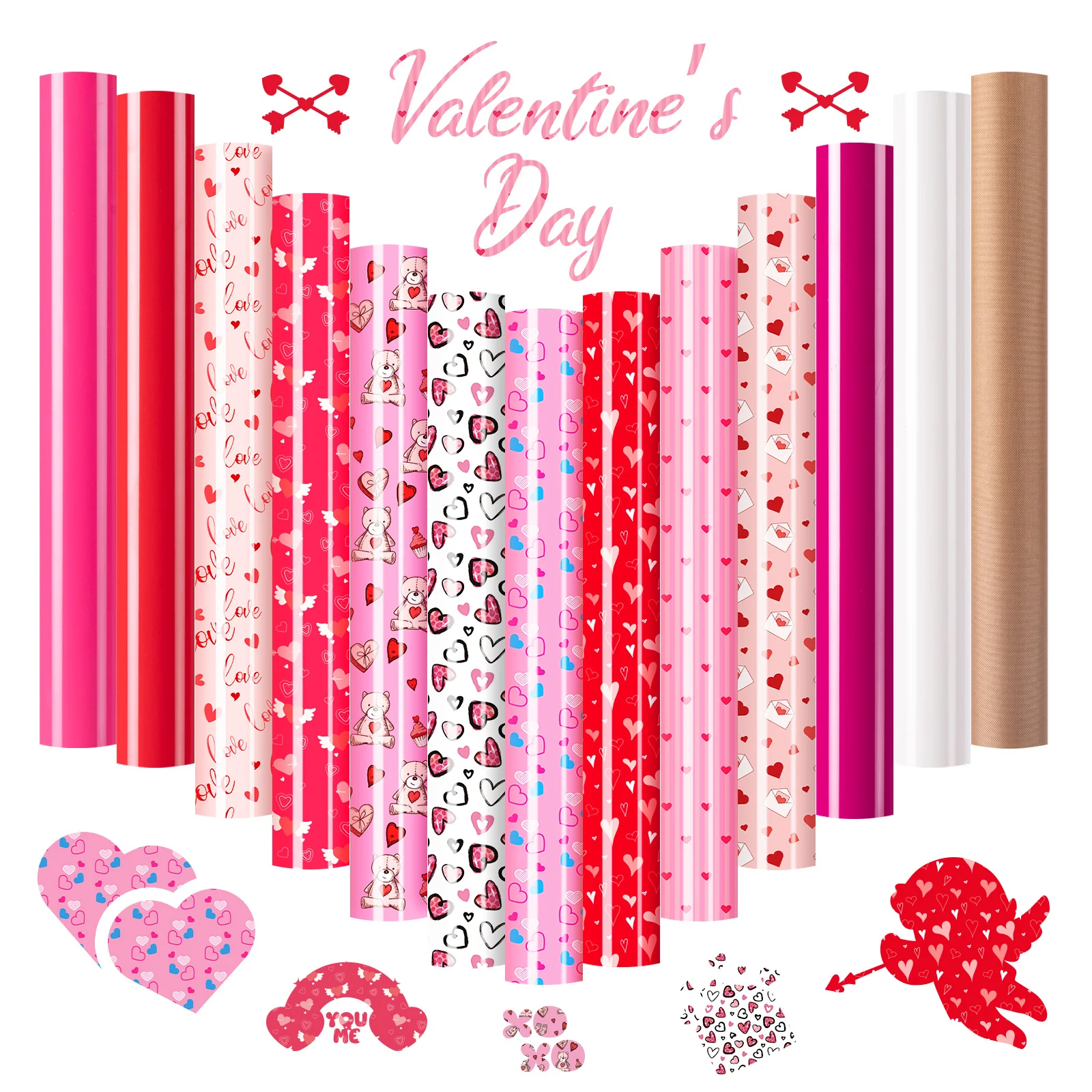 【Add 3, Pay Only 2】 Pink Series Heat Transfer Vinyl - 13 Pack Iron on Patterned HTV - 12 * 10in - Image 8