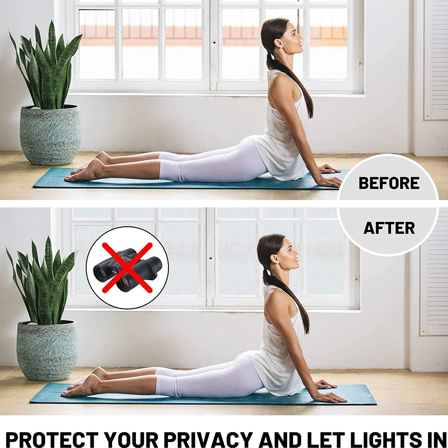 Window Privacy Film - Non Adhesive Frosted Glass (17.5"×6.5ft, Matte White) - Image 3